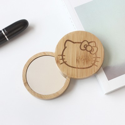 Portable Bamboo Makeup Mirror for Travel