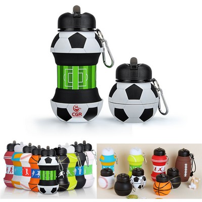 Collapsible Silicone Soccer Ball Water Bottle