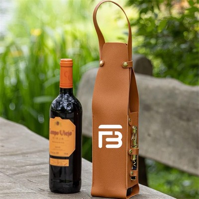 Leather Wine Carrier Bag with Holder