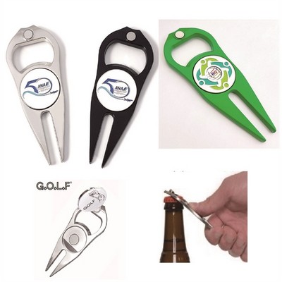 Golf Divot Repair Tool with Fixer and Ball Marker