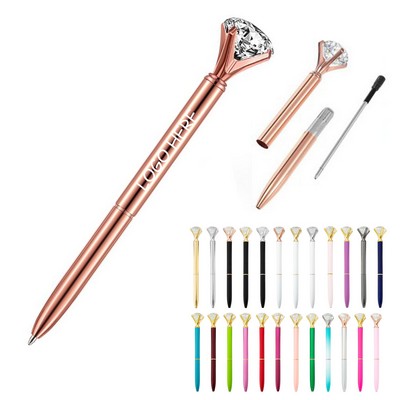 Retractable Large Diamond Metal Ballpoint Pen