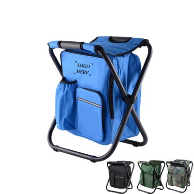 Folding Stool Chair with Cooler Bag