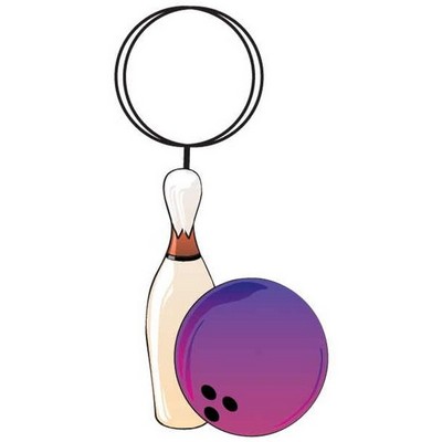 Bowling Ball & Pin Key Chain w/Mirrored Back (4 Square Inch)