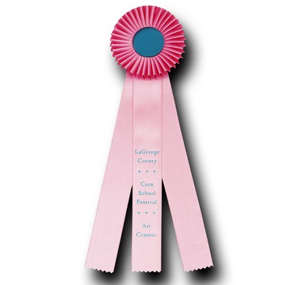 Custom Rosette Ribbon w/ Three 1 5/8"x12" Streamers (4"x15" Overall)