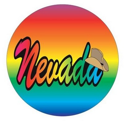 Nevada w/ Cowboy Hat Round Badge w/ Bar Pin (2 1/2" Diameter)