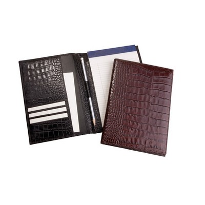 Small Writing Portfolio W/ Crocodile Embossed Leather Cover