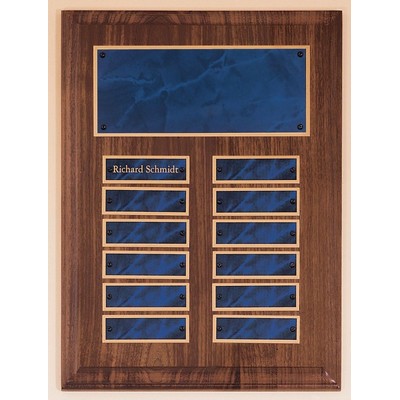 Perpetual Series Walnut Plaque w/ 12 Sapphire Marble Plates (9"x12")