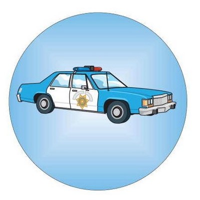 Police Car Round Metal Photo Magnet (2 1/2")