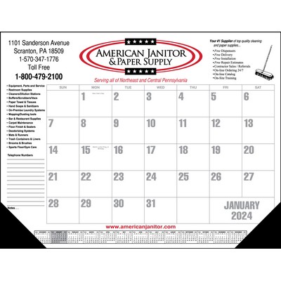 Standard 3 Color Desk Pad Calendar w/Left Side Imprint