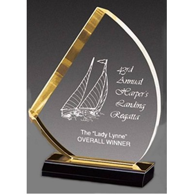 Gold Reflective Sail Acrylic Award - 6"x7/1/2"