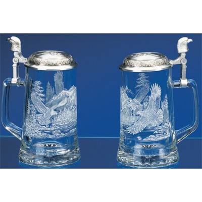 Glass Bald Eagle Stein Mug