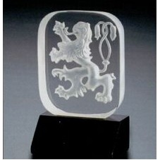 Custom Fine Lead Crystal Logo Replica Award w/ Marble Base