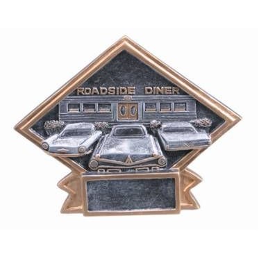 Small Diamond Plate 50's Theme Car Show Award - 4 1/2"x6"