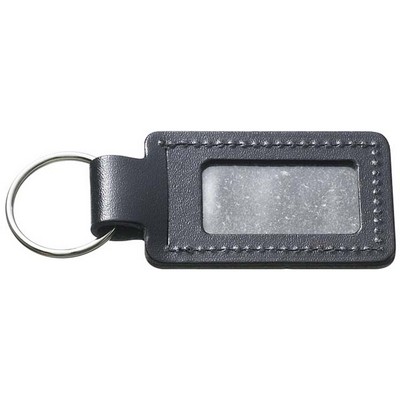 Bonded Leather Luggage Tag w/ Clear ID Window & Split Ring (1 3/8"x3 1/8")