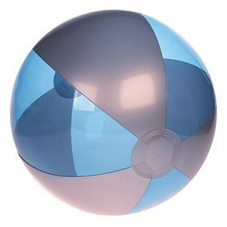 Inflatable Translucent Blue/Silver Beach Ball (16")