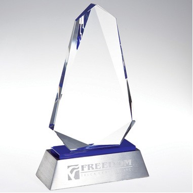 Inspiration Blue Reflect Crystal Award W/Aluminum Base