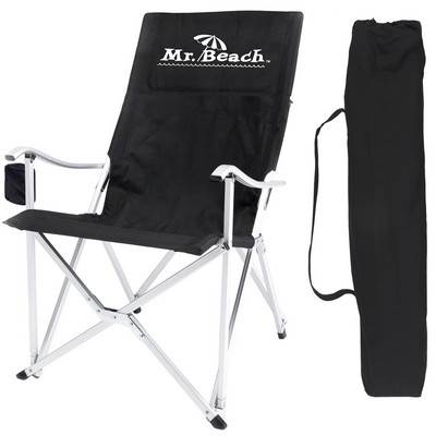 CLOSEOUT SPECIAL - PRICES SHOWN REDUCED 30% High Back Folding Aluminum Arm Chair w/Carry Bag