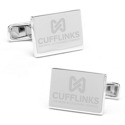 Sterling Silver Infinity Edge Rectangular Engravable Cufflinks