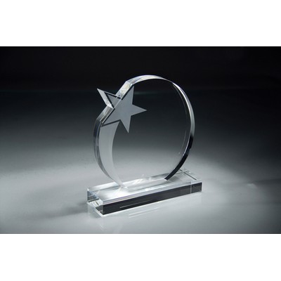 Star-Maker Round Crystal Shooting Star Award M - 6 3/4'' H