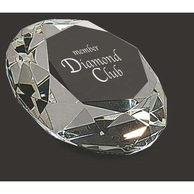 Manchester Round Full Diamond Crystal Facet Paperweight Award - 4'' diam.