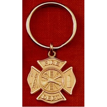 Fire Department Key Tag w/ Gold Plate (Maltese Cross)