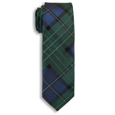 Green & Blue City Collection Plaid Narrow Tie