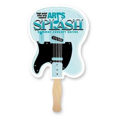 Custom Shape Single Paper Hand Fan-Wood Stick Handle (10"x15")