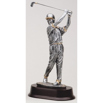 10.5" Male Golfer Resin Sculpture Award w/ Oblong Base