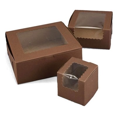 Ohio Valley Waterfall Windowed Cocoa Brown Cupcake Box (8"x4"x4")