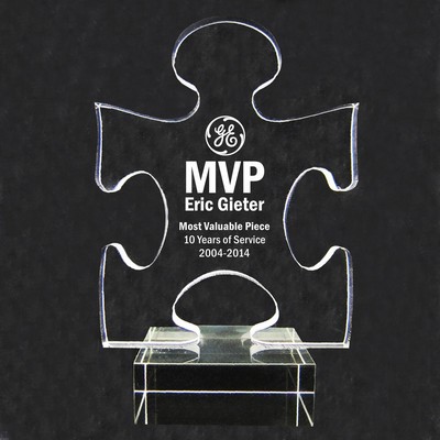 Acrylic and Crystal Engraved Award - "The MVP - Most Valuable Piece" - 4-3/4" Tall