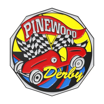 Pinewood Derby Decagon Colored Medallion (2")