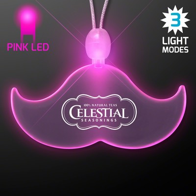 Acrylic Mustache Shape Necklace w/Pink LED - Domestic Print