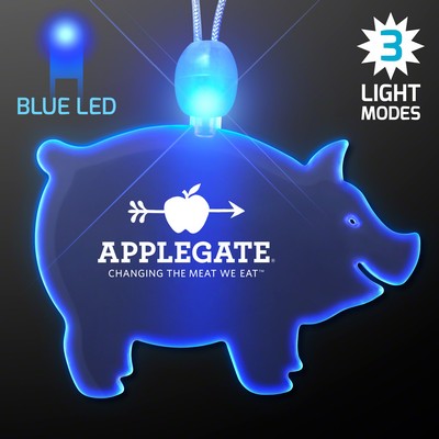 Acrylic Pig Shape Necklace w/Blue LED - Domestic Print