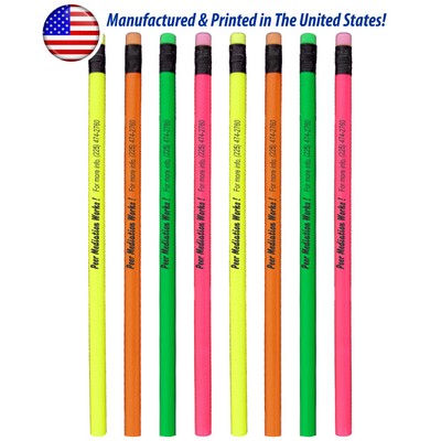 Union Printed - Round Wooded USA Made Value Neon Pencil with #2 Lead - 1-Color Print