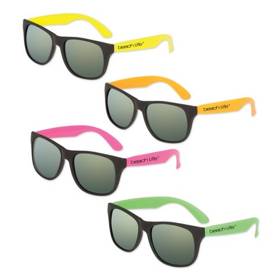 Classic Neon Sunglasses with Mirrored Lenses