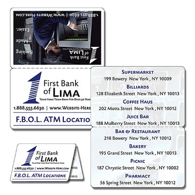 Financial Service Laminated Wallet Card - 3.5x4.5 Double-Fold - 14pt.