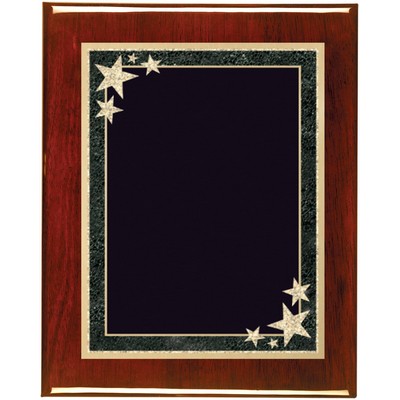 Rosewood Piano Finish Plaque with Black Starburst Brass Plate, 8 x 10"