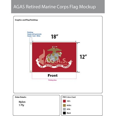 Marine Corps Retired Flags 12x18 inch