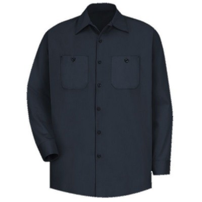 Red Kap™ Men's Long Sleeve Wrinkle Resistant Cotton Work Shirt - Dark Navy Blue