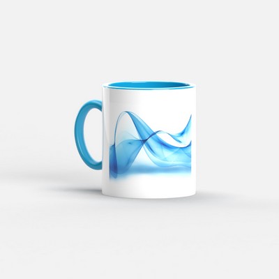 11 Oz. Full Color Two Tone Mug (Light Blue Handle & Interior)