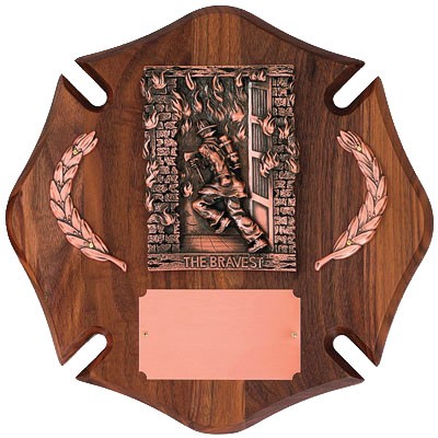 Rosewood Finish Maltese Cross Plaque w/Bronze Casting (12"x12")