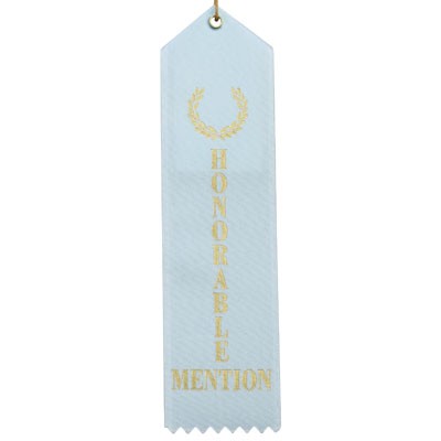 Light Blue Satin Honorable Mention Ribbon w/Gold Cord