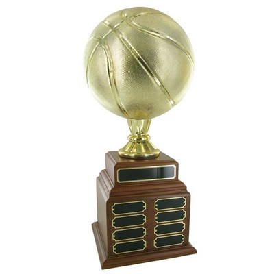 20" Basketball Perpetual Trophy w/9" Diameter Gold Basketball