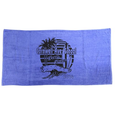 Caribbean Blue Terry Velour Beach Towel (32"x64")