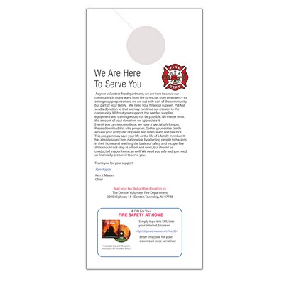 Fire Safety/Fire Department Door Hanger with Download