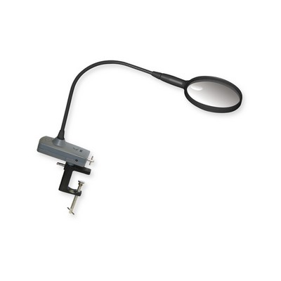 MagniFlex™ a lighted, fully-adjustable, flexible arm Hands Free Magnifier that attaches to your tabl