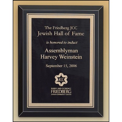 Black Glass Plaque with Brass Plate (9" x 12")