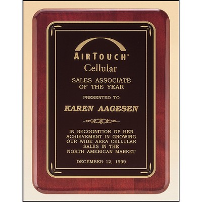 Rosewood Piano Finish Plaque with Brass Plate (8" x 10.5")