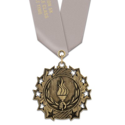 2 1/4" Torch TS Medal w/ Satin Neck Ribbon