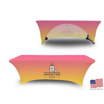 6' Premium PolyKnit™ 3-Sided Stretch Style Table Cover w/Full Dye Sub Logo (72"x30"x29")